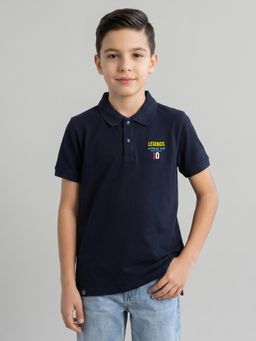 Monte Carlo - Boys Regular Fit Half Sleeve Solid Navy Blue Polo T-Shirt