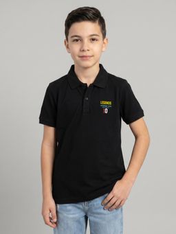 Monte Carlo - Boys Regular Fit Half Sleeve Solid Black Polo T-Shirt