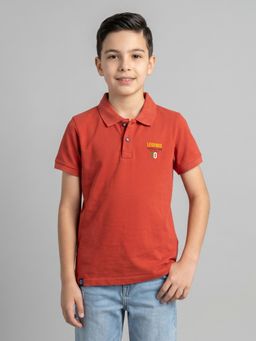 Monte Carlo - Boys Regular Fit Half Sleeve Solid Rust Polo T-Shirt