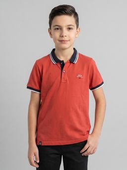 Monte Carlo - Boys Regular Fit Half Sleeve Solid Rust Polo T-Shirt