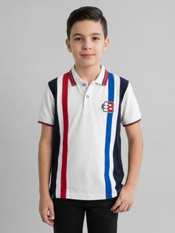 Monte Carlo - Boys Regular Fit Half Sleeve Colorblock White Polo T-Shirt
