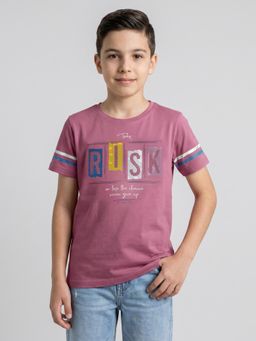 Monte Carlo - Boys Regular Fit Half Sleeve Round Neck Mauve T-Shirt