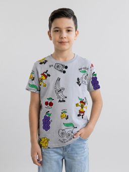 Monte Carlo - Boys Regular Fit Half Sleeve Graphic Round Neck Grey T-Shirt