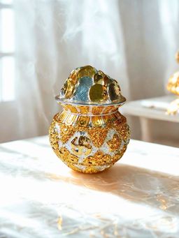 The Home Co - Premium 999 Silver & 24K Gold Plated Kalash With Coins For Gifting
