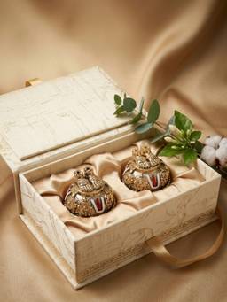 The Home Co - 24K Gold Plated Balaji Charan Paduka Pack With Box (Pack of 2)