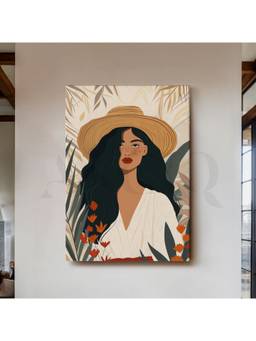 Anciq - Tropical Hat Woman Portrait Canvas Wall Art
