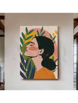 Anciq - Minimal Botanical Woman Portrait Canvas Wall Art