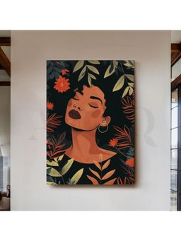 Anciq - Dark Floral Woman Portrait Canvas Wall Art