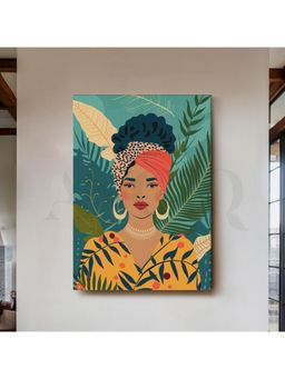 Anciq - Tropical Headwrap Woman Portrait Canvas Wall Art