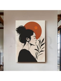 Anciq - Minimal Woman Profile With Sun Canvas Wall Art