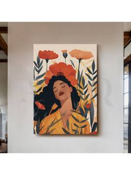 Anciq - Floral Woman Portrait Canvas Wall Art