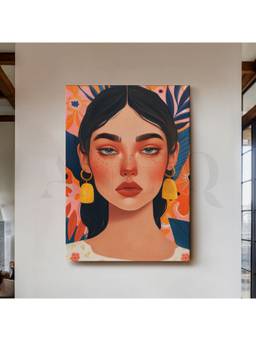 Anciq - Floral Face Portrait Canvas Wall Art
