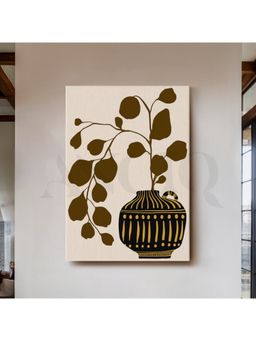 Anciq - Contemporary Black And Gold Botanical Vase Canvas Wall Art