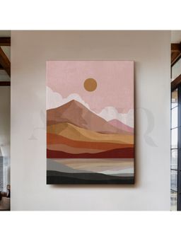 Anciq - Pastel Mountain Landscape With Soft Sun Canvas Wall Art