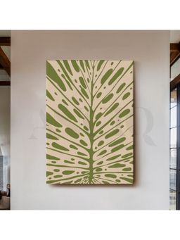 Anciq - Minimal Green Tropical Leaf Pattern Canvas Wall Art