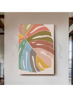 Anciq - Pastel Monstera Leaf Abstract Canvas Wall Art