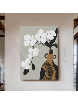 Anciq - Elegant White Orchid Floral Vase Canvas Wall Art