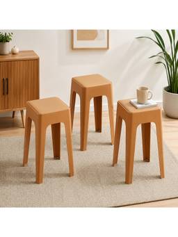 The Artment - Brown Modern Multi-Purpose Utility Livo Stool (Pack of 3)