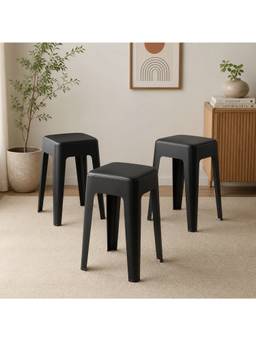 The Artment - Black Modern Multi-Purpose Utility Livo Stool (Pack of 3)