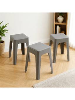 The Artment - Grey Modern Multi-Purpose Utility Livo Stool (Pack of 3)