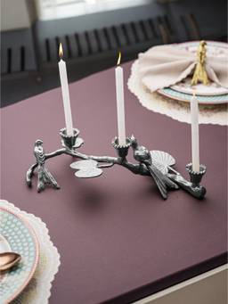 Trovea's - Bloom Stem Silver Aluminium Decorative Silver Candle Stand