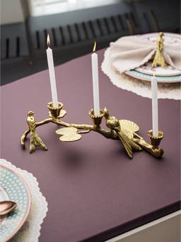 Trovea's - Bloom Stem Silver Aluminium Decorative Gold Candle Stand