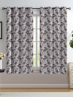 NEELA HOME - 5Ft Window Curtains Leaf Room Darkening - Coffee (Pack of 2)