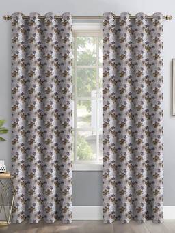 NEELA HOME - 7Ft Door Curtains Leaf Room Darkening - Coffee (Pack of 2)