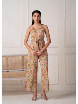 Juniper - Multi-Colour Abstract Printed Viscose Jumpsuit with Belt