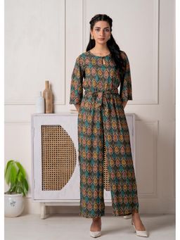 Juniper - Multi Color Floral Printed Viscose Jumpsuit with Belt