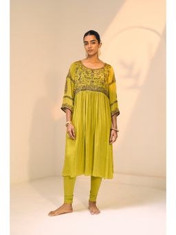 Sarang Kaur - Green Lavanya Anarkali with Churidar (Set of 2)