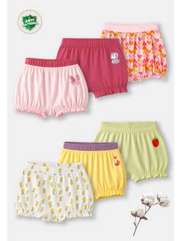 TRESNOVA - Pure Cotton Antibacterial Heart Print Soft Bloomer (Pack of 6)