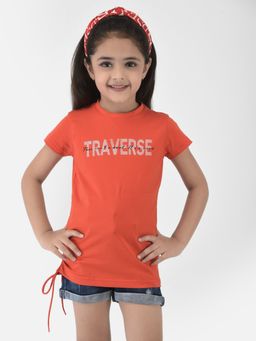 CRIMSOUNE CLUB - Sunrise Orange Typographic T-Shirt
