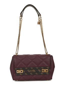 Guess - Katey Flap Shoulder Bag Maroon Handbags