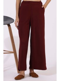 W - Maroon Solid Acrylic Flared Parallel Pant