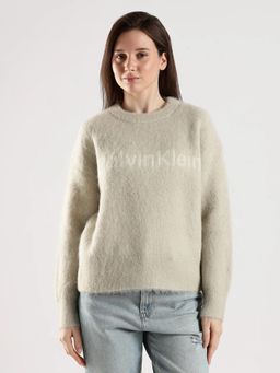Calvin Klein - Beige Regular Fit Polyamide Crew Neck Sweater