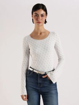 Calvin Klein - White Regular Fit Viscose Round Neck Sweater