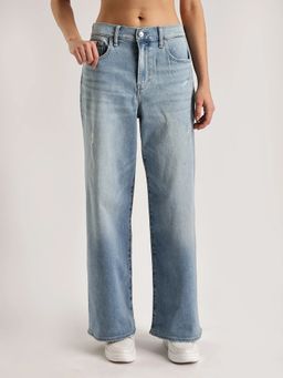 Calvin Klein - Blue Light-Wash Straight Fit Mid Rise Jeans