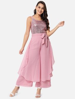 ALL WAYS YOU - Women Pink Embellished Georgette Jumpsuit