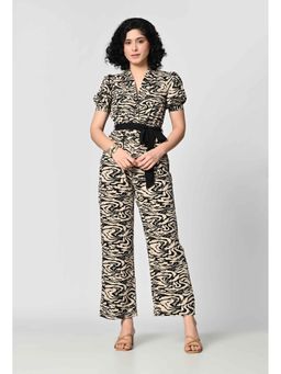 ALL WAYS YOU - Women Black Animal Print Crepe Jumpsuit