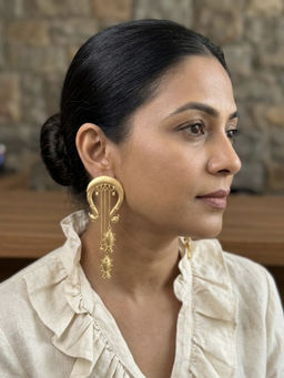 ZAZA BY SOMYA - The Beaded Cascade Golden Earrings
