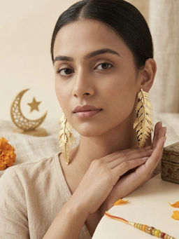ZAZA BY SOMYA - The Twist Drop Golden Earrings