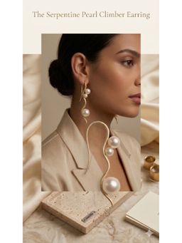 ZAZA BY SOMYA - The Serpentine Pearl Climber White Earring