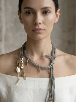 ZAZA BY SOMYA - The Falling Leaf Grey Necklace