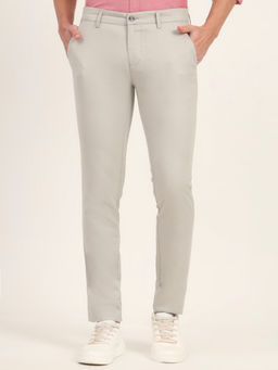 Greenfibre - Grey Solid Super Slim Fit Casual Trouser
