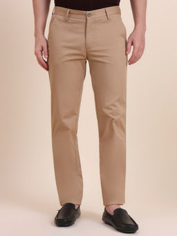 JadeBlue - Brown Cotton Stretch Slim Fit Casual Trouser