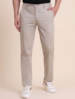 JadeBlue - Beige Slim Fit Casual Trouser