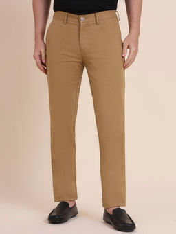 JadeBlue - Khaki Cotton Stretch Slim Fit Casual Trouser