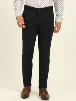 JadeBlue - Men Black Nylon Stretch Slim Fit Formal Trouser