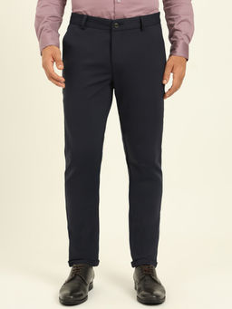 JadeBlue - Men Blue Nylon Stretch Slim Fit Casual Blue Trouser
